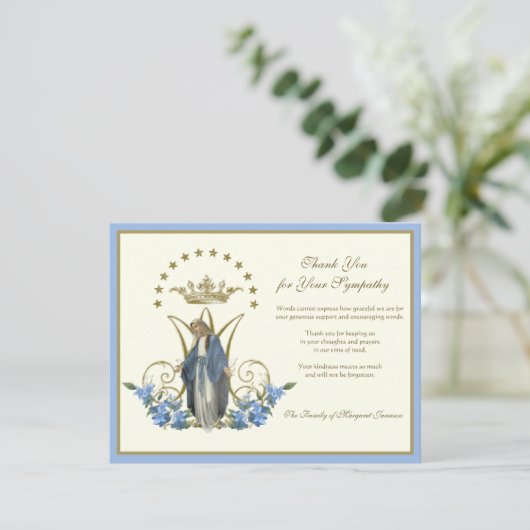 宗教的カトリックヴァージンメアリーエレガントフローラ サンキューカード (スタンド正面)