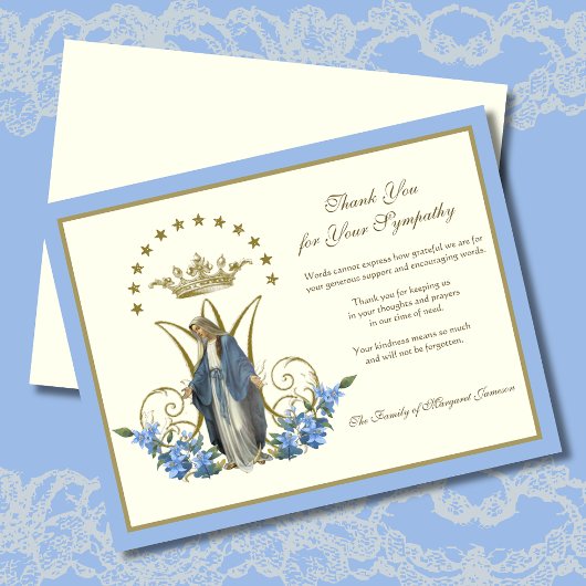 宗教的カトリックヴァージンメアリーエレガントフローラ サンキューカード