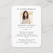 宗教的カトリックヴァージンメアリー葬儀祈りの言葉カード 名刺 (正面)