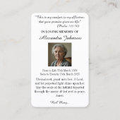 宗教的カトリック祈りの言葉ヴァージンメアリー 名刺 (裏面)