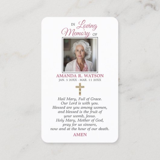 宗教的カトリック祈りの言葉ヴァージンメリークロスフローラ 名刺 (裏面)