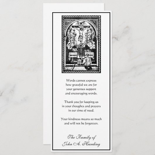 宗教的カトリック葬儀悔やみや弔慰ありがとう カード (正面/裏面)