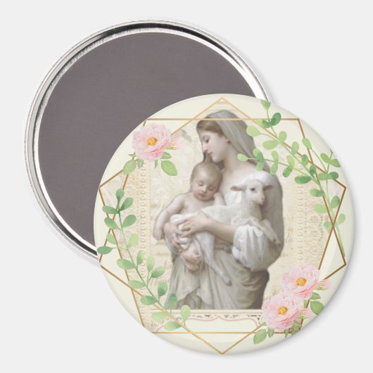 宗教的カトリック賛美ヴァージンマリーイエス マグネット (正面/裏面)