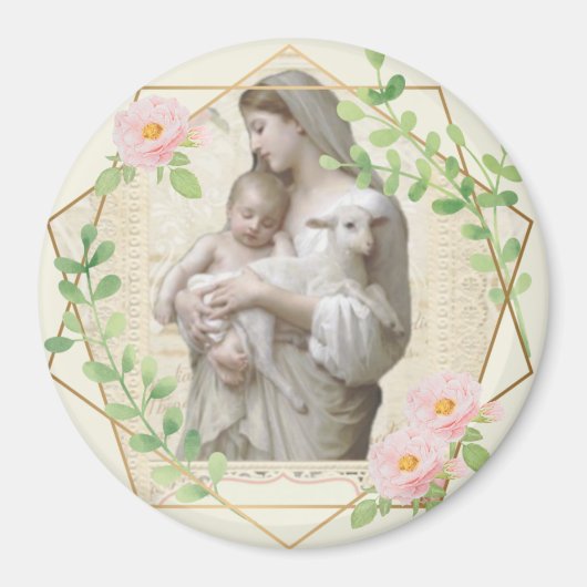 宗教的カトリック賛美ヴァージンマリーイエス マグネット (正面)