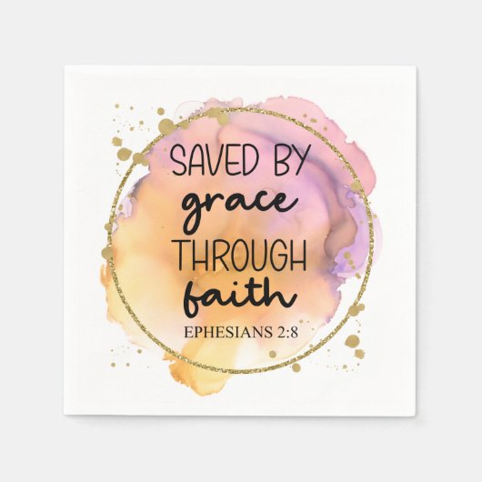 宗教的キリスト教聖書引用文モダンカラフルN スタンダードカクテルナプキン (正面)