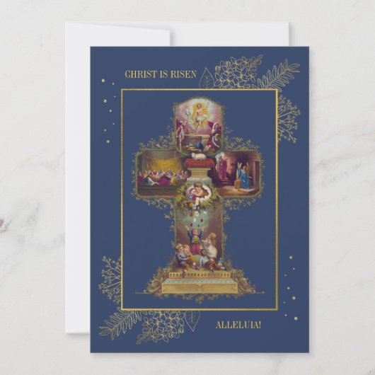 宗教的クリスチャンフローライースターブランチ卵狩り 招待状 (正面)