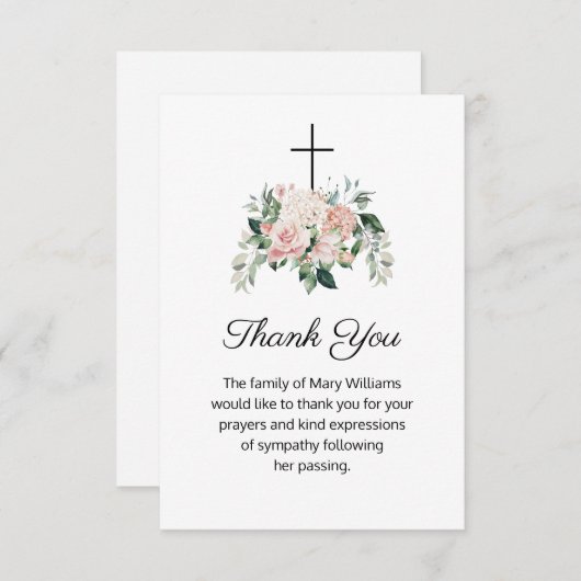 宗教的クリスチャンフローラ葬儀ありがとう サンキューカード (正面/裏面)