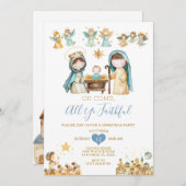 宗教的クリスチャン出生クリスマスハウスパーティー 招待状 (正面/裏面)