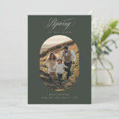 宗教的クリスチャン緑の楕円形フォトファミリー シーズンカード (スタンド正面)