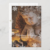 宗教的クリスチャン・エンジェル雪の結晶クリスマス シーズンカード (正面/裏面)