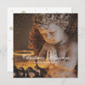 宗教的クリスチャン・エンジェル雪クリスマスカード シーズンカード (正面/裏面)