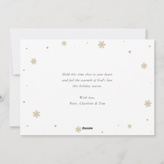 宗教的クリスチャン・エンジェル・スノーフレーク・クリスマス シーズンカード (裏面)