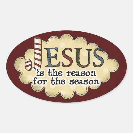 宗教的クリスマスステッカー 楕円形シール (正面)