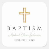 宗教的クロスセージ緑のスクリプトバプテスマ スクエアシール (正面)