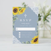 宗教的クロスダスティブルーサンフラワーレース結婚ズ 出欠カード (スタンド正面)