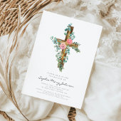 宗教的クロスピンクフローラガールバプテスマ 招待状