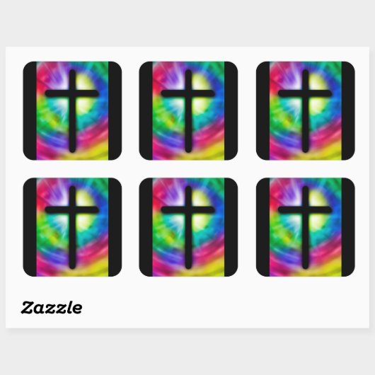 宗教的クロス絞り染め背景シール スクエアシール