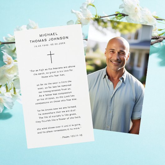 宗教的クロス葬儀Psalm写真祈りの言葉カード