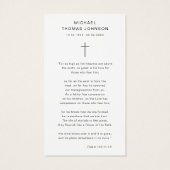 宗教的クロス葬儀Psalm写真祈りの言葉カード (裏面)