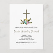 宗教的クロス飾エッグイースターブランチ インビテーションポストカード (正面)