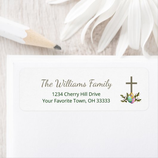 宗教的クロス飾エッグイースターブランチ ラベル (インサイチュ)