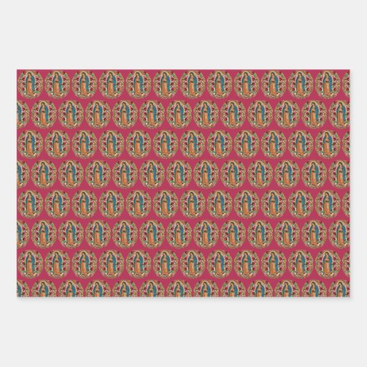 宗教的グアダルーペヴァージンメアリーフローラバララップ ラッピングペーパーシート (正面3)