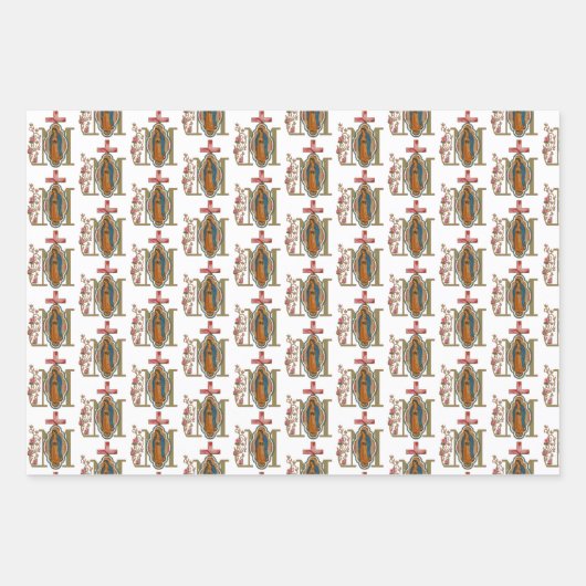 宗教的グアダルーペヴァージンメアリーフローラバララップ ラッピングペーパーシート (正面3)