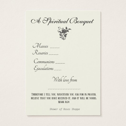 宗教的スピリチュアルブーケ祈りの言葉ホーリーカード (裏面)