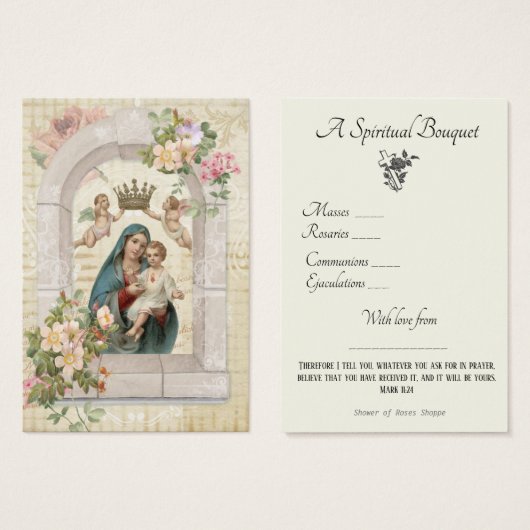宗教的スピリチュアルブーケ祈りの言葉ホーリーカード (正面&裏面)