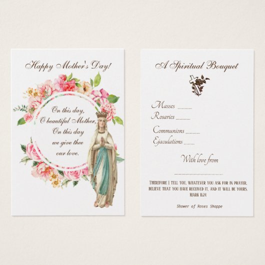宗教的スピリチュアルブーケ祈りの言葉ホーリーカード (正面&裏面)