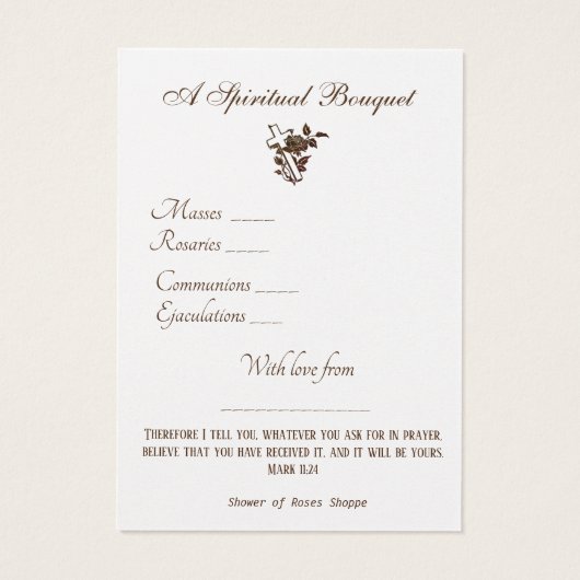 宗教的スピリチュアルブーケ祈りの言葉ホーリーカード (裏面)