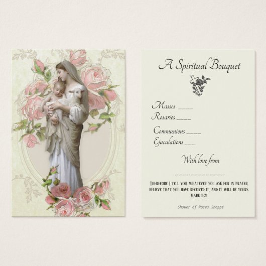 宗教的スピリチュアルブーケ祈りの言葉ホーリーカード (正面&裏面)