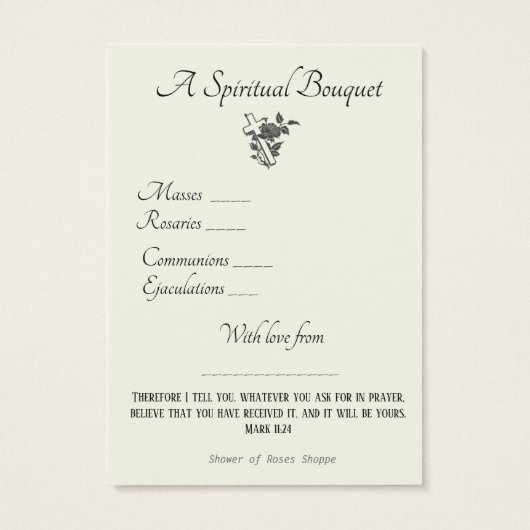 宗教的スピリチュアルブーケ祈りの言葉ホーリーカード (裏面)