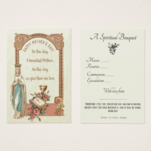 宗教的スピリチュアルブーケ祈りの言葉ホーリーカード (正面&裏面)