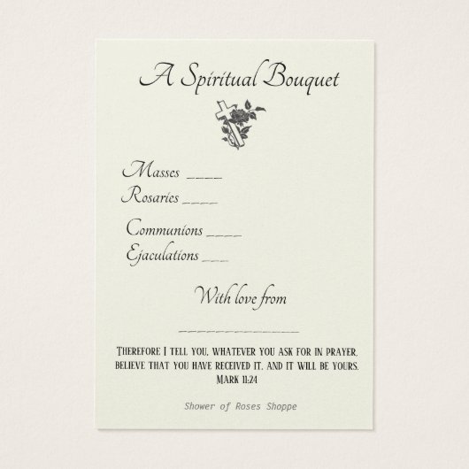 宗教的スピリチュアルブーケ祈りの言葉ホーリーカード (裏面)