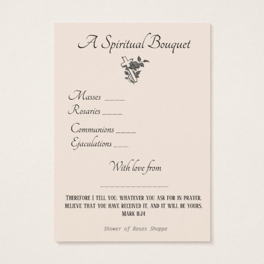 宗教的スピリチュアルブーケ祈りの言葉ホーリーカード (裏面)