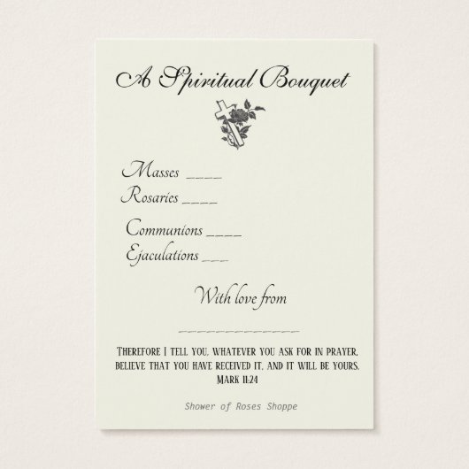 宗教的スピリチュアルブーケ祈りの言葉ホーリーカード (裏面)
