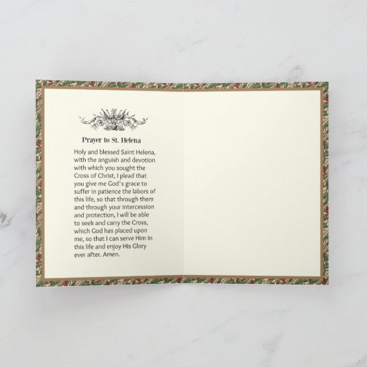 宗教的セントヘレンヘレナ祈りの言葉ヴィンテージ カード (内部)