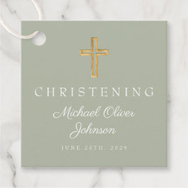 宗教的セージグリーンクロス《キリスト教》洗礼式や命名式 フェイバータグ