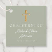 宗教的セージグリーンクロス《キリスト教》洗礼式や命名式 フェイバータグ (正面)