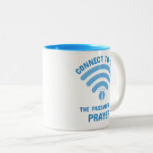 宗教的ソーシャルメディおもしろいア ツートーンマグカップ (正面右)