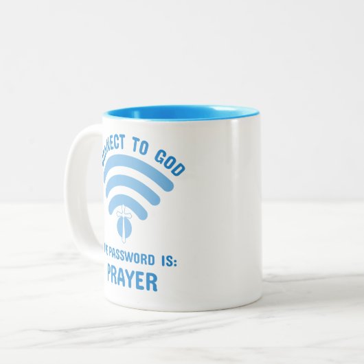 宗教的ソーシャルメディおもしろいア ツートーンマグカップ (正面左)