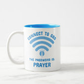 宗教的ソーシャルメディおもしろいア ツートーンマグカップ (左)