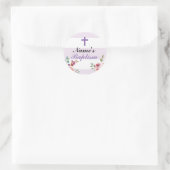 宗教的バプテスマの名前シール紫のラベル ラウンドシール (バッグ)