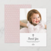 宗教的バプテスマ《キリスト教》洗礼式や命名式ピンクガール写真 サンキューカード (正面/裏面)