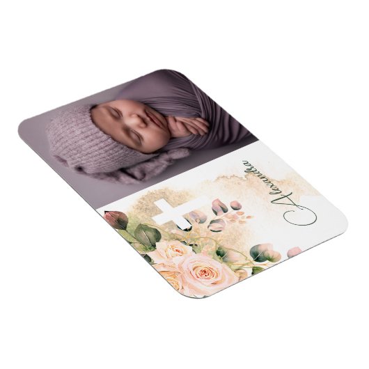 宗教的バプテスマ《キリスト教》洗礼式や命名式フォトピンクローズ マグネット (右側)