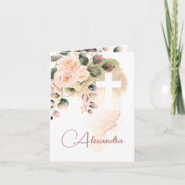 宗教的バプテスマ《キリスト教》洗礼式や命名式写真バラピンク 招待状