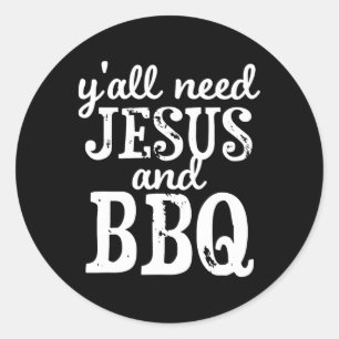宗教的バーベキュー愛好家のためのイエスとBbq ラウンドシール