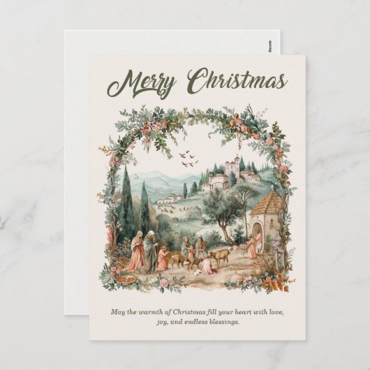宗教的パーソナライズされたクリスマスカード シーズンポストカード (正面/裏面)