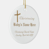宗教的パーソナライズされた写真ベビーゴールデンクロス セラミックオーナメント (右)